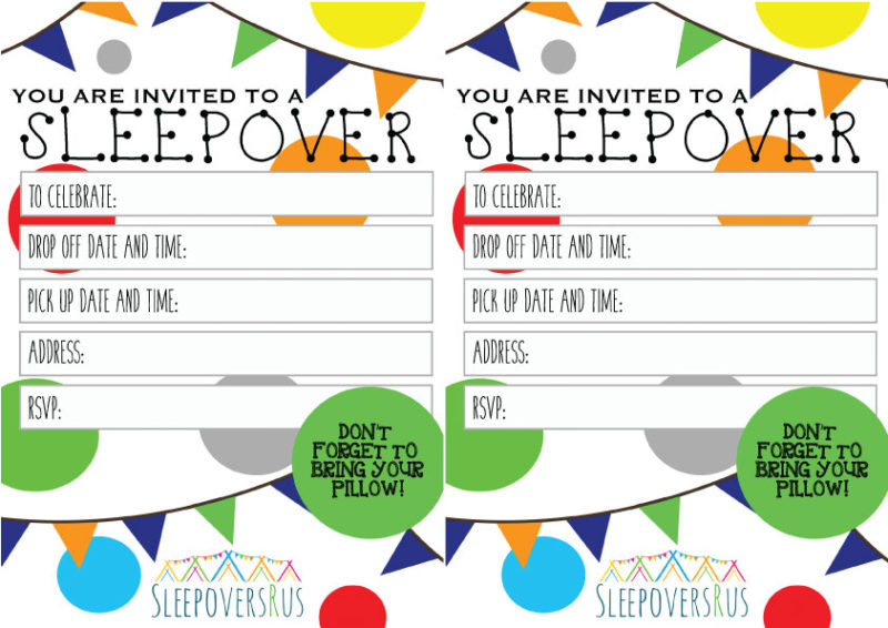 Slumber Party Invites and Breakfast Menus - Sleepovers R Us